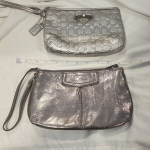 Coach Metallic Silver Wristlet Set